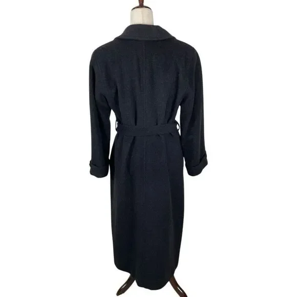Ralph Lauren LRL Camel Hair Robe Style Wrap Coat Women’s 4 Black Old Money *Read - Picture 9 of 15
